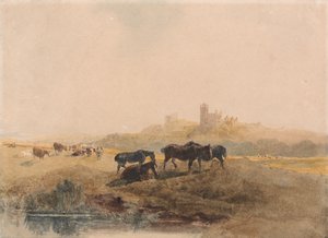 Horses Resting in a Meadow near Bolsover Castle by Peter de Wint